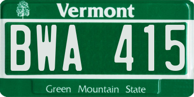 VT license plate BWA415