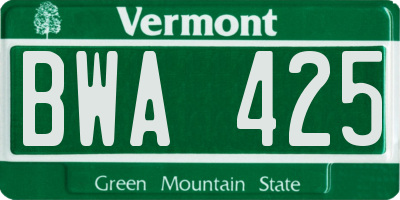 VT license plate BWA425