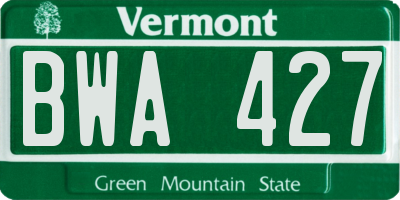 VT license plate BWA427