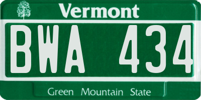 VT license plate BWA434