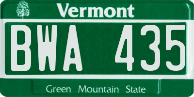 VT license plate BWA435