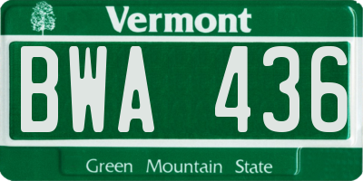 VT license plate BWA436