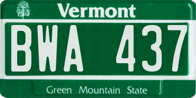 VT license plate BWA437
