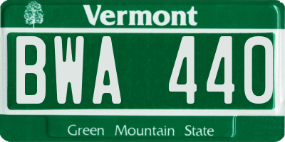 VT license plate BWA440