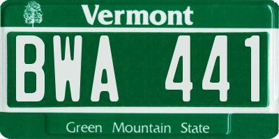 VT license plate BWA441