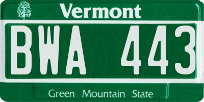 VT license plate BWA443