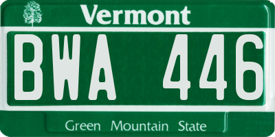 VT license plate BWA446