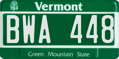 VT license plate BWA448