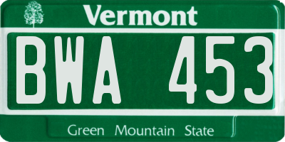 VT license plate BWA453
