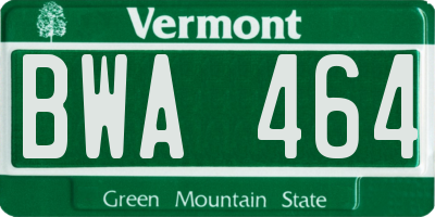 VT license plate BWA464