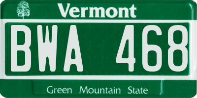 VT license plate BWA468
