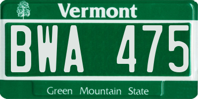 VT license plate BWA475