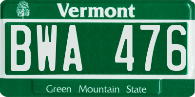 VT license plate BWA476