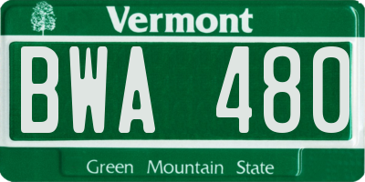 VT license plate BWA480