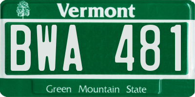 VT license plate BWA481