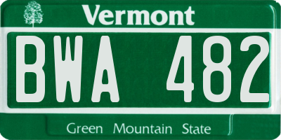 VT license plate BWA482