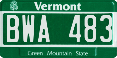 VT license plate BWA483