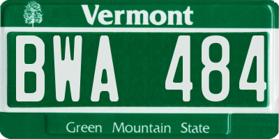 VT license plate BWA484