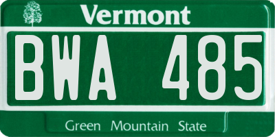 VT license plate BWA485