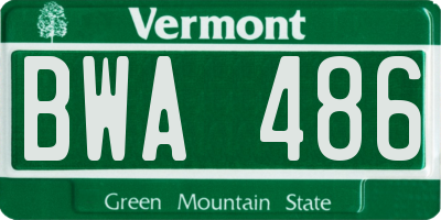 VT license plate BWA486