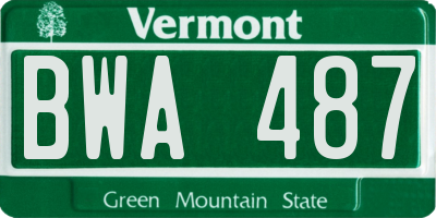 VT license plate BWA487