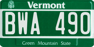 VT license plate BWA490