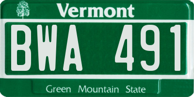 VT license plate BWA491