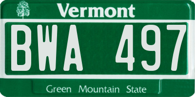 VT license plate BWA497