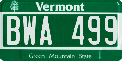VT license plate BWA499