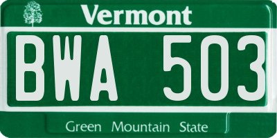 VT license plate BWA503