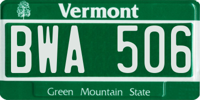 VT license plate BWA506