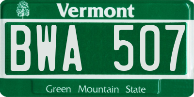 VT license plate BWA507