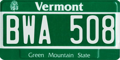 VT license plate BWA508