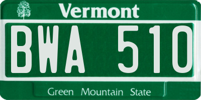 VT license plate BWA510