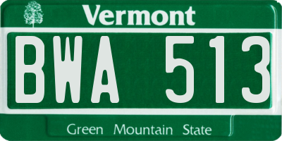 VT license plate BWA513