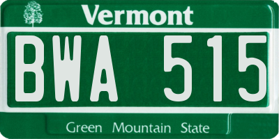 VT license plate BWA515