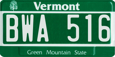 VT license plate BWA516