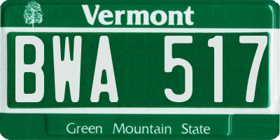 VT license plate BWA517