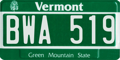 VT license plate BWA519