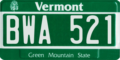 VT license plate BWA521