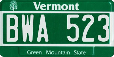 VT license plate BWA523