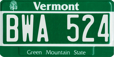 VT license plate BWA524