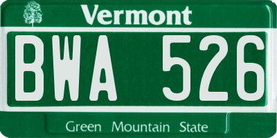 VT license plate BWA526