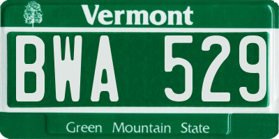 VT license plate BWA529