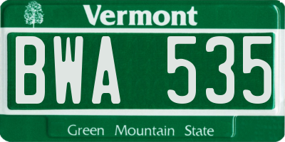 VT license plate BWA535