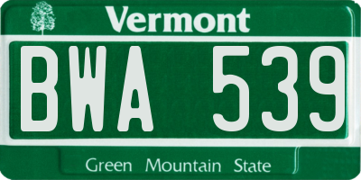 VT license plate BWA539