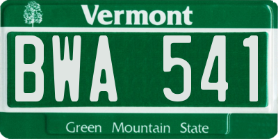 VT license plate BWA541