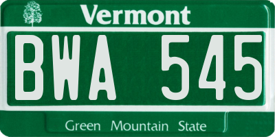 VT license plate BWA545