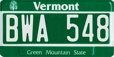 VT license plate BWA548