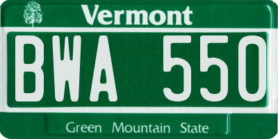 VT license plate BWA550
